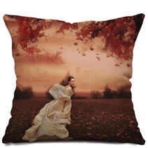Young Beauty Woman Over Nature Background Pillows 27622972