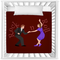 Young Couple Dancing Lindy Hop Or Swing In A Formation Man And Woman Rock And Roll Dancing Vector Illustration Isolated People Girl And Boy Have Fun On Party Nursery Decor 118085920