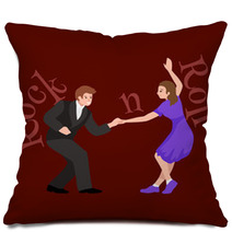 Young Couple Dancing Lindy Hop Or Swing In A Formation Man And Woman Rock And Roll Dancing Vector Illustration Isolated People Girl And Boy Have Fun On Party Pillows 118085920