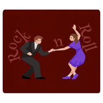 Young Couple Dancing Lindy Hop Or Swing In A Formation Man And Woman Rock And Roll Dancing Vector Illustration Isolated People Girl And Boy Have Fun On Party Rugs 118085920