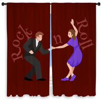 Young Couple Dancing Lindy Hop Or Swing In A Formation Man And Woman Rock And Roll Dancing Vector Illustration Isolated People Girl And Boy Have Fun On Party Window Curtains 118085920