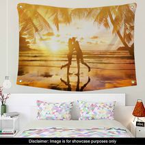 Young Couple Enjoying The Sunset Wall Art 64185774