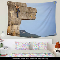 Young Female Free Climber On A Cliff Wall Art 64083981
