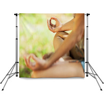 Young Female Meditate In Nature.Close-up Image. Backdrops 64338067