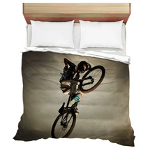 Young Man Flying On His Bike: Dirt Jump Bedding 41022300