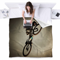 Young Man Flying On His Bike: Dirt Jump Blankets 41022300