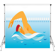 Young Man Is Swimmer Backdrops 95154925