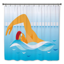 Young Man Is Swimmer Bath Decor 95154925