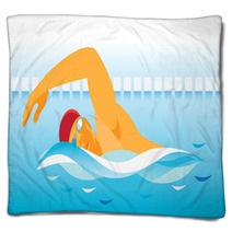 Young Man Is Swimmer Blankets 95154925