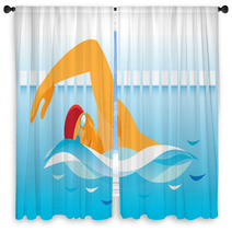 Young Man Is Swimmer Window Curtains 95154925