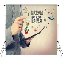 Young Man Pointing At Dream BIG Concept Backdrops 92900001