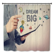 Young Man Pointing At Dream BIG Concept Bath Decor 92900001