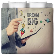 Young Man Pointing At Dream BIG Concept Bedding 92900001