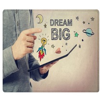 Young Man Pointing At Dream BIG Concept Rugs 92900001