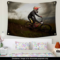 Young Man Riding A Mountain Bike Downhill Style Wall Art 41022198