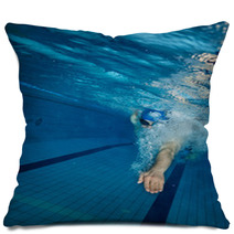 Young Man Swimming In Pool Pillows 102063205