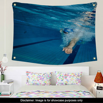 Young Man Swimming In Pool Wall Art 102063205
