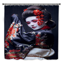 Young Pretty Geisha In Kimono Bath Decor 68653402