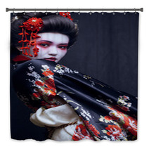 Young Pretty Geisha In Kimono Bath Decor 68653415