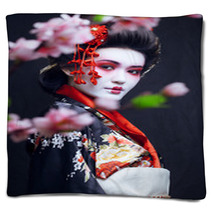 Young Pretty Geisha In Kimono Blankets 68653456
