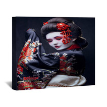 Young Pretty Geisha In Kimono Wall Art 68653402