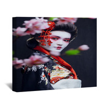 Young Pretty Geisha In Kimono Wall Art 68653456