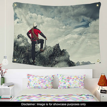 Young Tourist Atop Of Mountain Wall Art 54915309