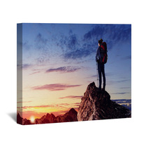 Young Tourist Atop Of Mountain Wall Art 55297492