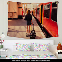 Young Woman About To Board A Train Wall Art 64999128