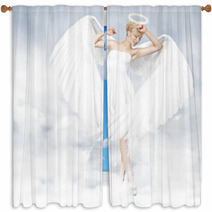 Young Woman As An Angel Window Curtains 37310171