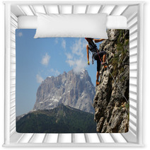 Young Woman Climbing In The Dolomits, Italy Nursery Decor 30929496