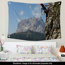 Young Woman Climbing In The Dolomits, Italy Wall Art 30929496
