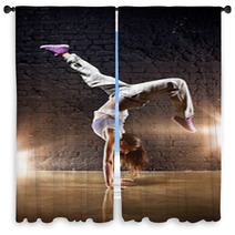 Young Woman Dancer Window Curtains 33975014