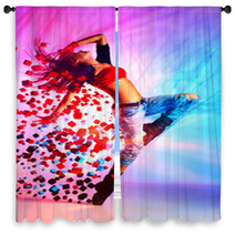 Young Woman Dancer Window Curtains 62905122