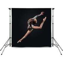 Young Woman In Gymnast Suit Posing Backdrops 45793897
