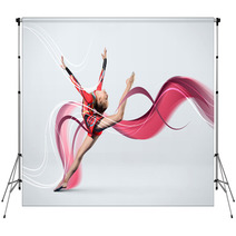 Young Woman In Gymnast Suit Posing Backdrops 46462663