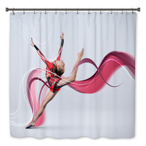 Young Woman In Gymnast Suit Posing Bath Decor 46462663