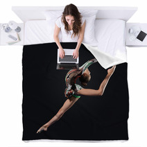 Young Woman In Gymnast Suit Posing Blankets 45793897