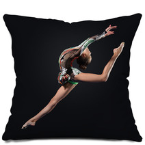 Young Woman In Gymnast Suit Posing Pillows 45793897
