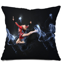 Young Woman In Gymnast Suit Posing Pillows 46390504