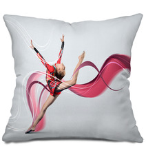 Young Woman In Gymnast Suit Posing Pillows 46462663