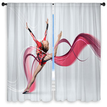 Young Woman In Gymnast Suit Posing Window Curtains 46462663
