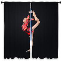 Young Woman In Gymnast Suit Posing Window Curtains 47997242