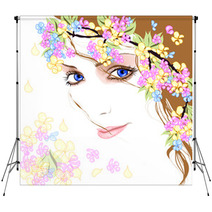 Young Woman With Flowers 2 Backdrops 39002533