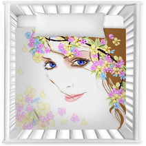 Young Woman With Flowers 2 Nursery Decor 39002533