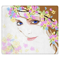 Young Woman With Flowers 2 Rugs 39002533