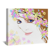 Young Woman With Flowers 2 Wall Art 39002533