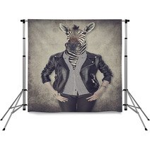 Zebra In Clothes Concept Graphic In Vintage Style Backdrops 130655599