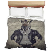 Zebra In Clothes Concept Graphic In Vintage Style Bedding 130655599