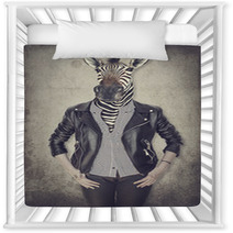 Zebra In Clothes Concept Graphic In Vintage Style Nursery Decor 130655599